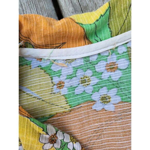 Vintage 1970s Floral Linen Button Up Sleeveless Tank Womens L/XL - Picture 4 of 6